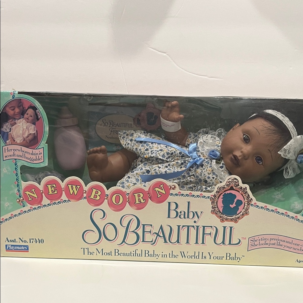 Baby So Beautiful Newborn Baby Doll with Blue Floral Dress